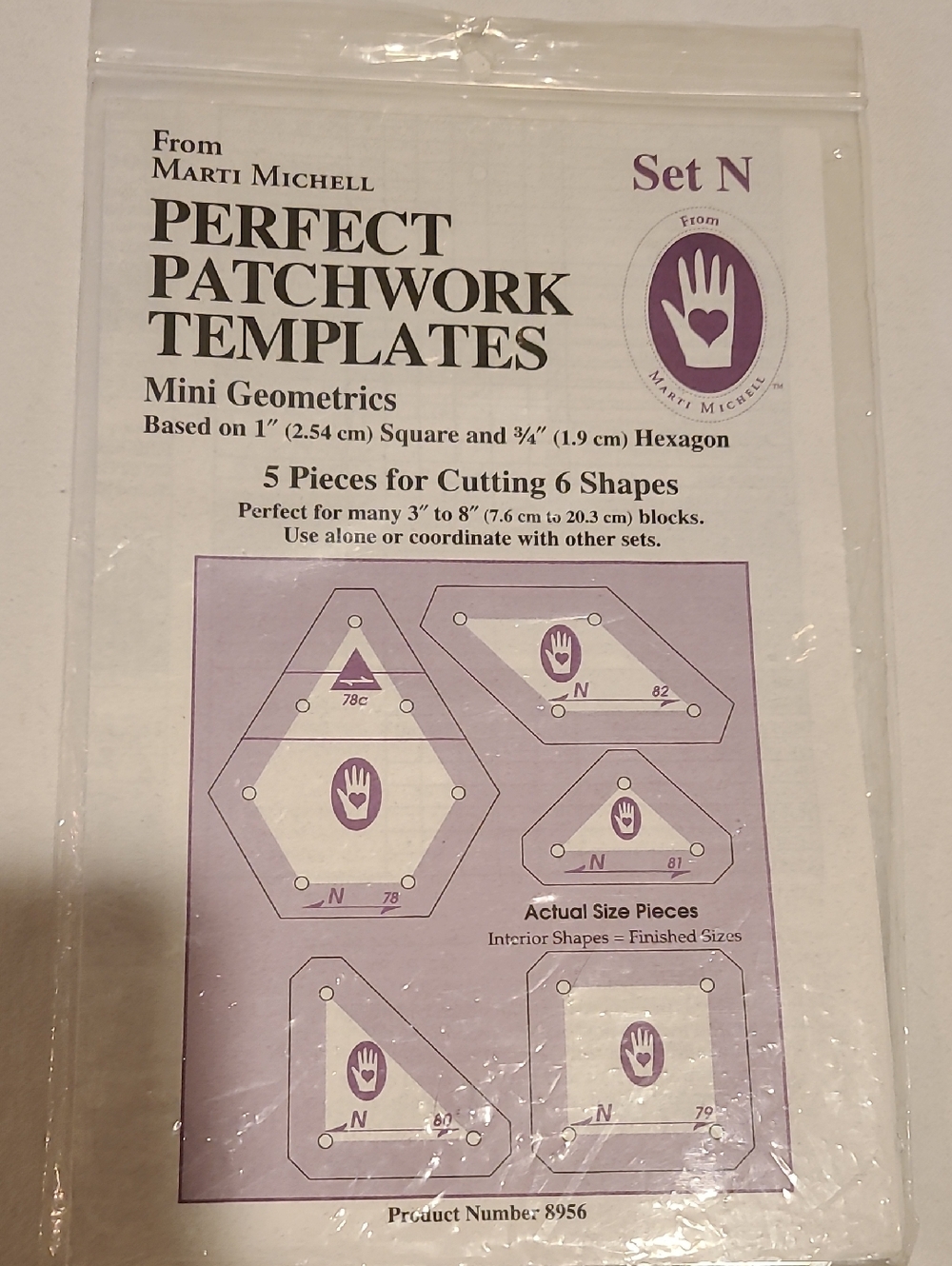 Perfect Patchwork Templates, Set N  Quilting, Sewing Mini Geometrics 8956